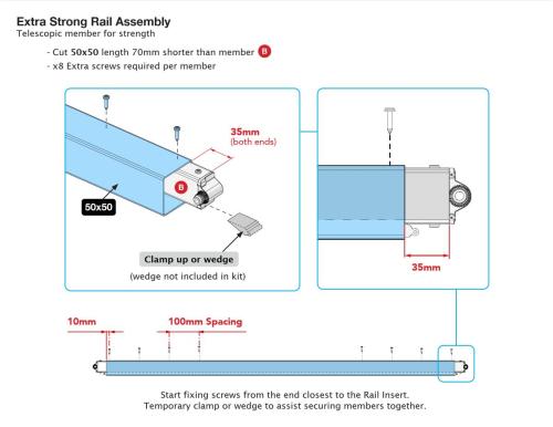 Kwiktech Easy Frame DIY Extra Strong Rail Assembly